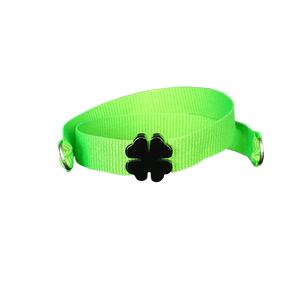 BRACCIALE VERDE FLUO QUADRIFOGLIO NERO