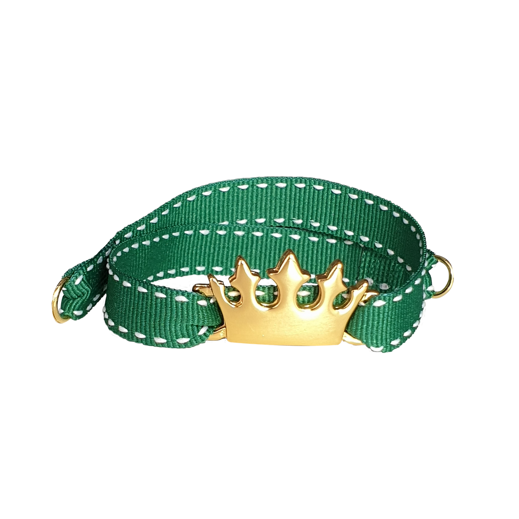 BRACCIALE VERDE CORONA DORATA