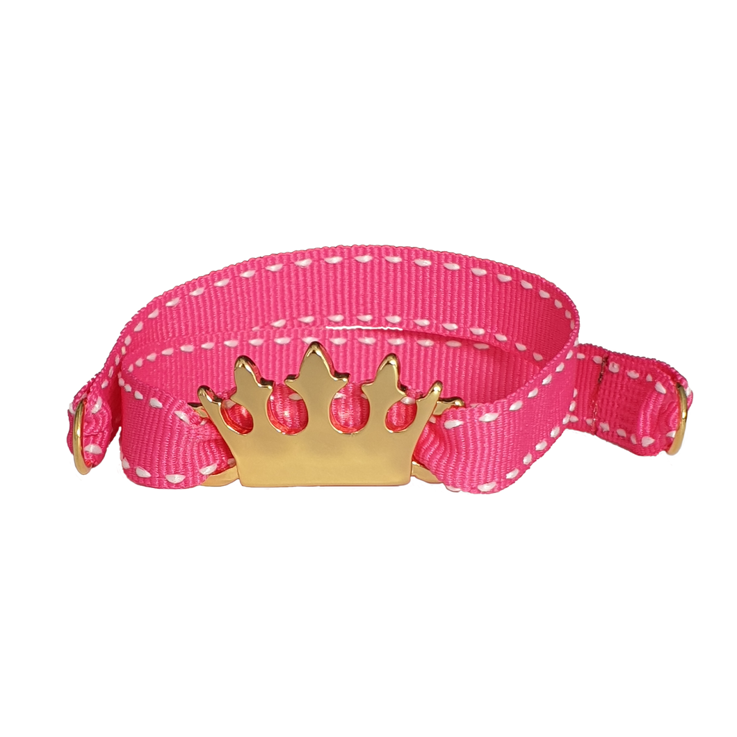 BRACCIALE ROSA CORONA DORATA