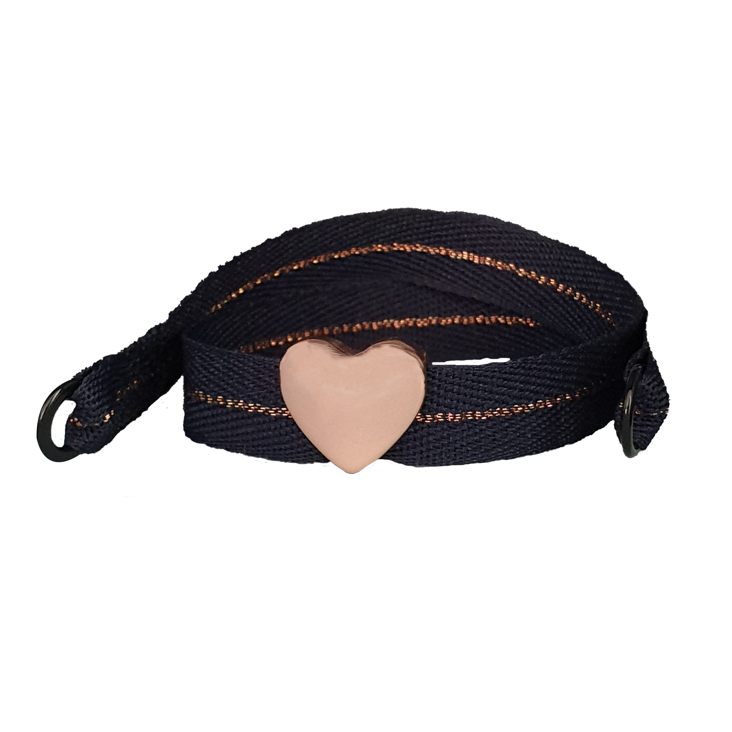 Bracciale Ribbon in Oro Rosa 18 K | Black Ribbon Due Cuori - Burato