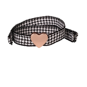 BRACCIALE PIED DE POULE CUORE ORO ROSA