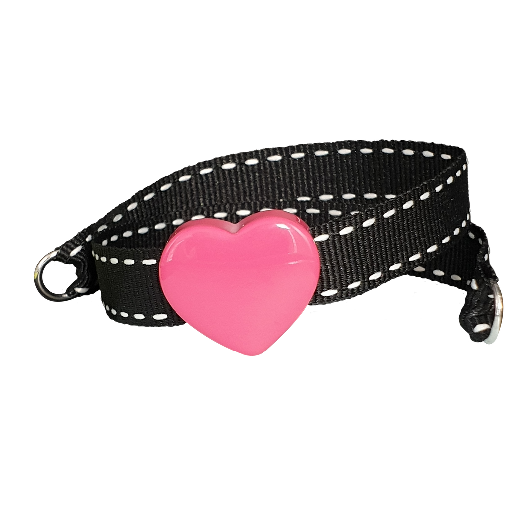 BRACCIALE MY HEART NERO CUORE FUCSIA