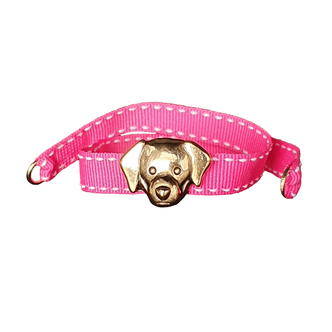 BRACCIALE ROSA CANE DORATO