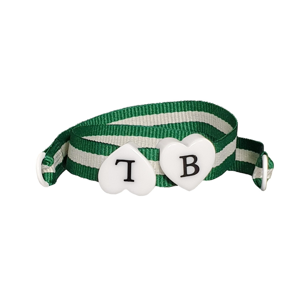 BRACCIALE VERDE PANNA DOPPIA INIZIALE BIANCA