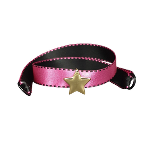 BRACCIALE ROSA SATIN STELLA DORATA