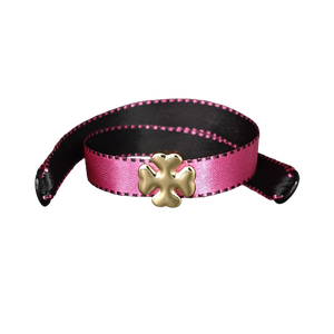 BRACCIALE ROSA SATIN QUADRIFOGLIO DORATO