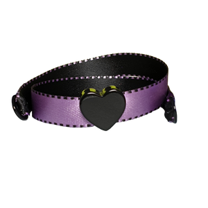 BRACCIALE LILLA SATIN CUORE NERO