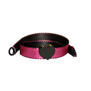 BRACCIALE ROSA SATIN CUORE NERO