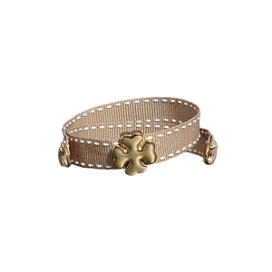 BRACCIALE BEIGE QUADRIFOGLIO DORATO