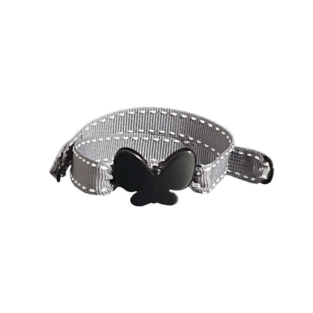 BRACCIALE GRIGIO FARFALLA NERA