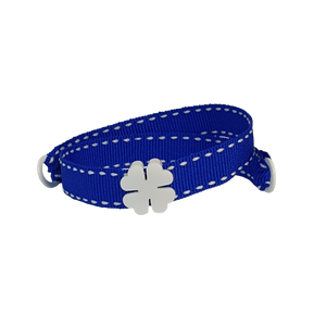 BRACCIALE BLU LACCA QUADRIFOGLIO BIANCO