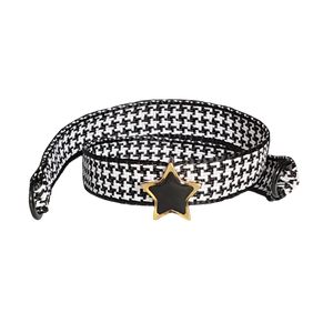 BRACCIALE PIED DE POULE STELLA SMALTO NERA SU DORATO