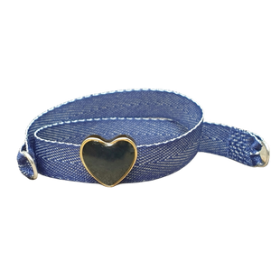 BRACCIALE JEANS CUORE SMALTO NERO SU DORATO