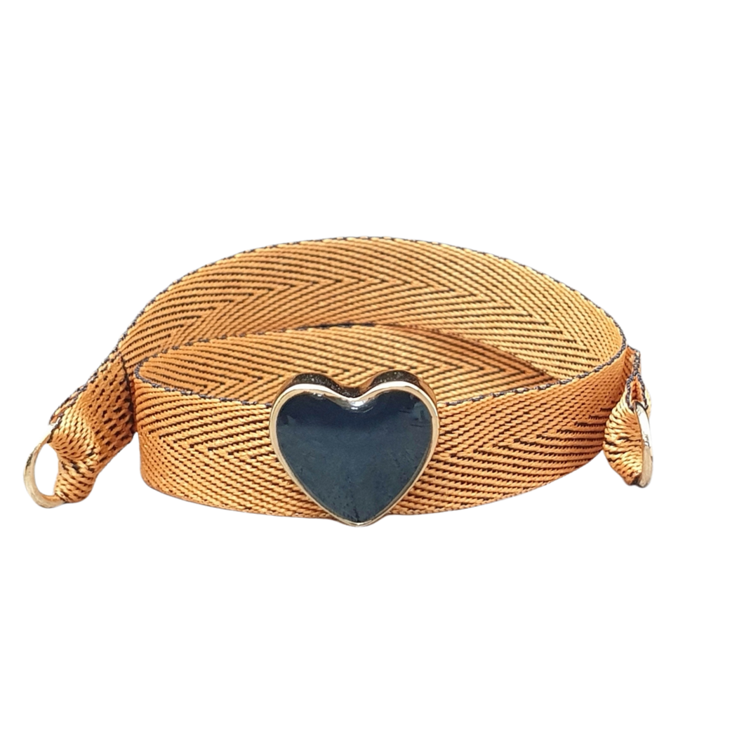 BRACCIALE TWEED OCRA CUORE SMALTO NERO SU DORATO