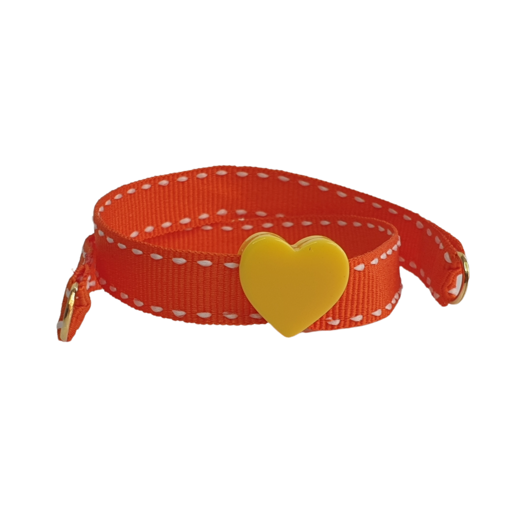 BRACCIALE ARANCIONE CUORE GIALLO