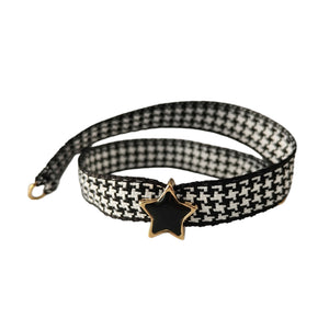 BRACCIALE PIED DE POULE STELLA SMALTO GRIGIO SU ORO