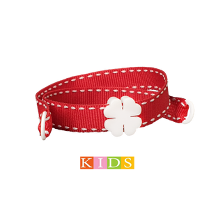 BRACCIALE KIDS ROSSO QUADRIFOGLIO BIANCO