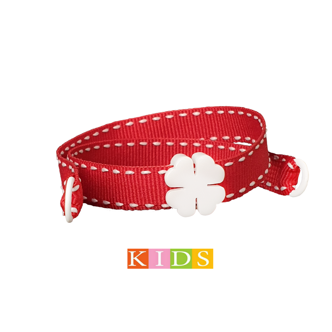 BRACCIALE KIDS ROSSO QUADRIFOGLIO BIANCO