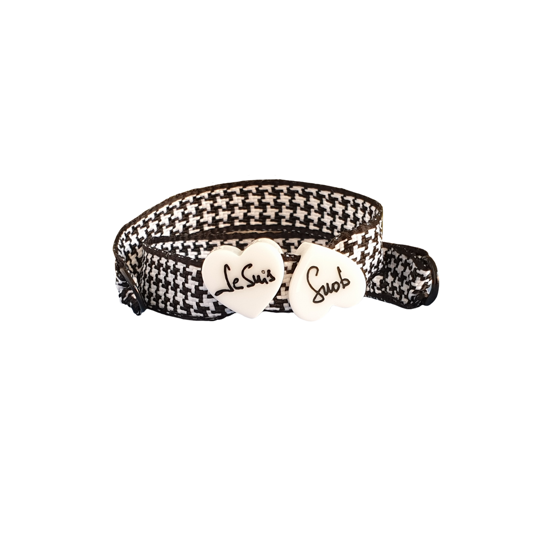 BRACCIALE PIED DE POULE DOPPIO CUORE BIANCO JE SUIS SNOB IN BIANCO